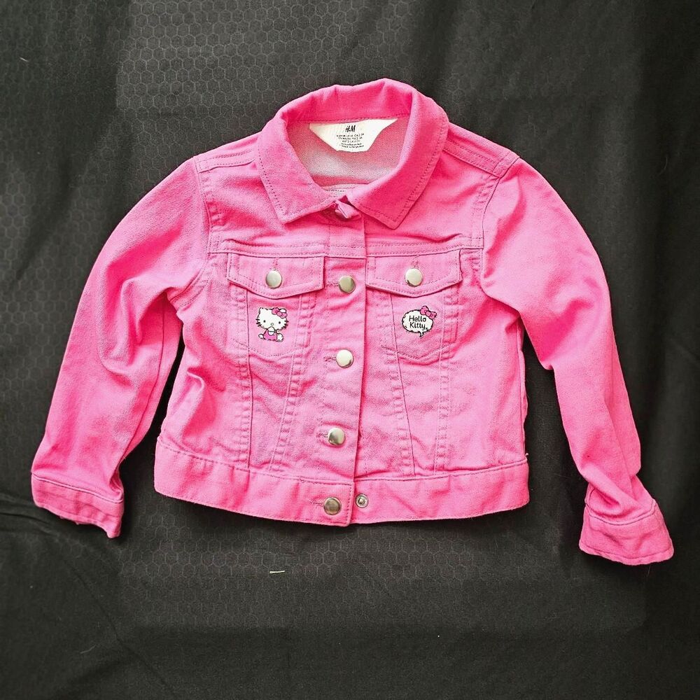 Custom H&M Girls Hello Kitty Pink Jacket Size 3T Button Coat (0008)